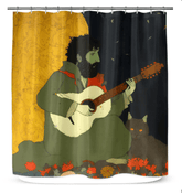 Contemporary SurArt 73 shower curtain, enhancing modern bathroom aesthetics with style